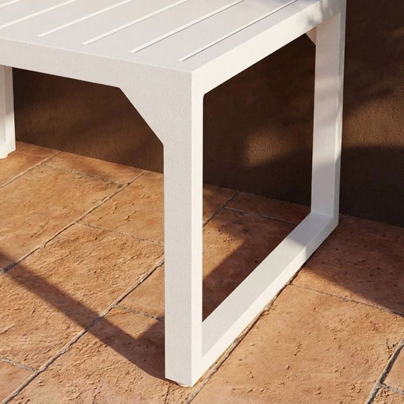 DANUBE HOME Infante Center Table | All Weather 1 Piece Outdoor Coffee Table | Modern Design Furniture For Balcony, Garden Bench Seating Terrace Lawn Patio Poolside - L60xW38xH34cm -White - Image 4