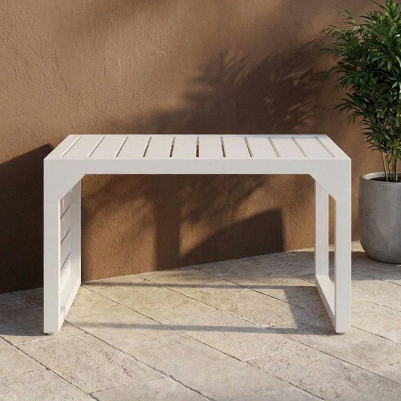 DANUBE HOME Infante Center Table | All Weather 1 Piece Outdoor Coffee Table | Modern Design Furniture For Balcony, Garden Bench Seating Terrace Lawn Patio Poolside - L60xW38xH34cm -White - Image 2