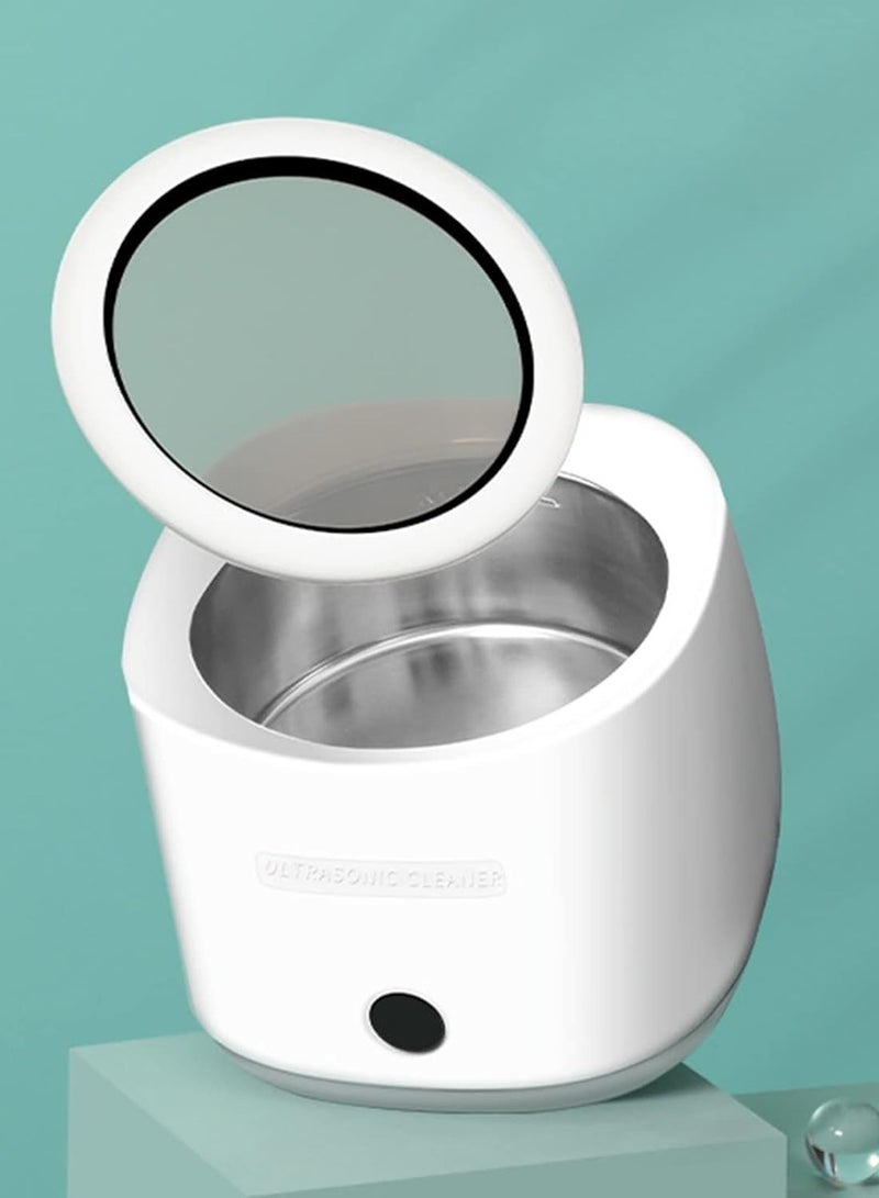 Generic Portable Denture Cleaner Machine 160ml Ultrasonic Cleaner for Earring Necklace Ring,Stainless Steel, Mini Ultrasound Cavitation Machine Sonic Cleaner - Image 1