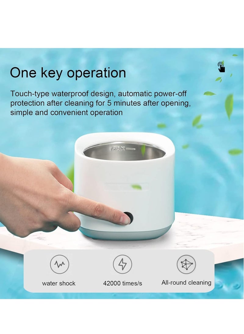 Generic Portable Denture Cleaner Machine 160ml Ultrasonic Cleaner for Earring Necklace Ring,Stainless Steel, Mini Ultrasound Cavitation Machine Sonic Cleaner - Image 4