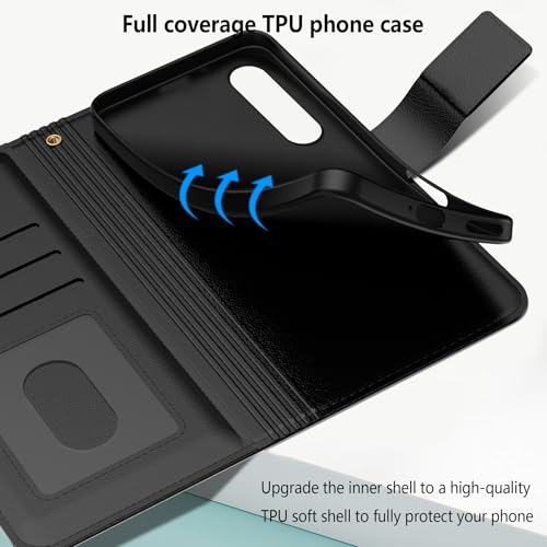 Aiziki Compatible for Sony Xperia 1 VII Case, PU Leather Flip Cover Wallet Protector with id Holder Card Slots Magnetic Closure Protective Phone Cover for Sony Xperia 1 VII Wallet Case, Black - Image 3