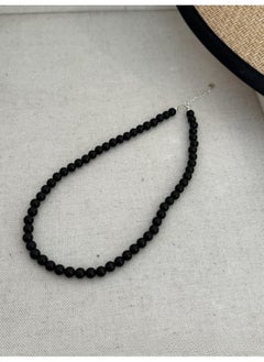 نيبمينينت Black Onyx Blogger Fever Same Style Dark Simple Niche Middle Ages Overlapped Wear S925 Sterling Silver Necklace Clavicle Chain 