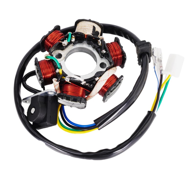 RUTU Ignition Stator Magneto 5 Wire AC 6 Pole Coil Fits for GY6 50cc 100cc 125cc 150cc Engine for ATV Go Kart Dune Buggy Dirt Bike Magneto Stator Plate with 3Pin Plug Wire and 2 Single Wires - Image 3
