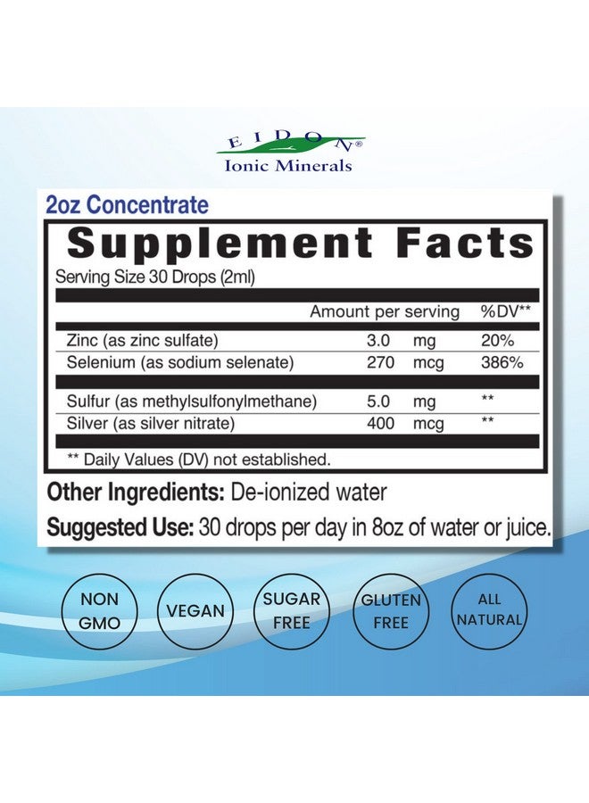 Eidon Ionic Minerals Immune Support Supplement Liquid Concentrate - Immune Booster Mineral Drops with Zinc, Selenium, Sulfur, Support & Maintain Immune System, Bioavailable, No Preservatives - 2 oz - Image 2
