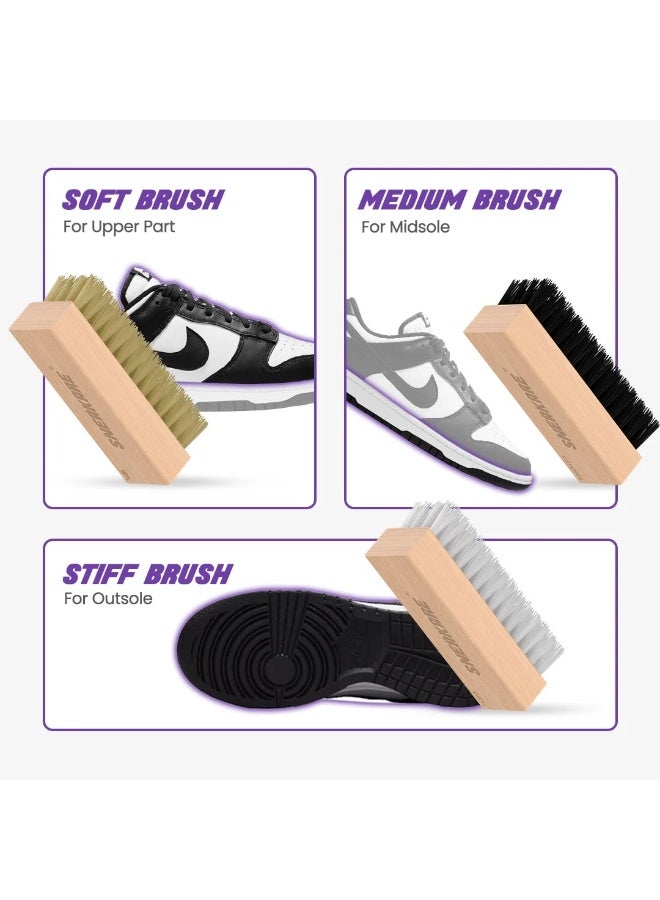 SNEAKARE Shoe Cleaning Kit 100ML | Sneaker Cleaner Kit with 100ML Shoe Cleaning Solution, 3 Bristle Cleaning Brushes & Microfiber Cleaning Cloth | Shoe Care Kit for Sneakers, Canvas, Leather & Sports Shoes - Image 3