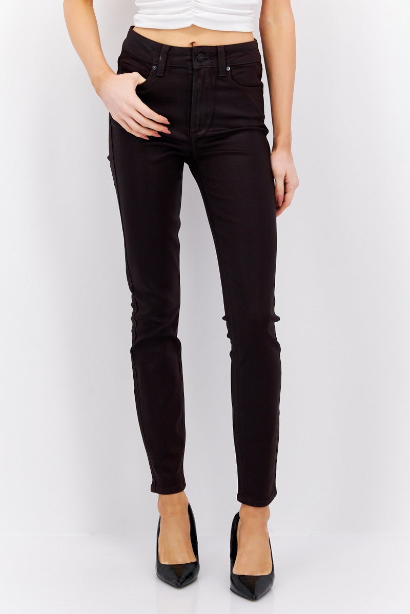 PAIGE Women Slim Fit Mid Rise Ankle Leg Stretch Jeans, Dark Plum - Image 1