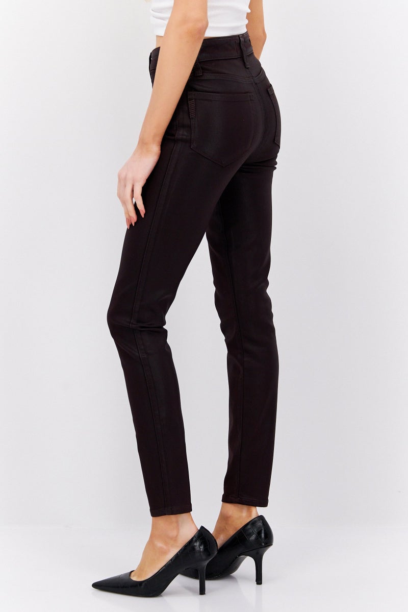 PAIGE Women Slim Fit Mid Rise Ankle Leg Stretch Jeans, Dark Plum - Image 2