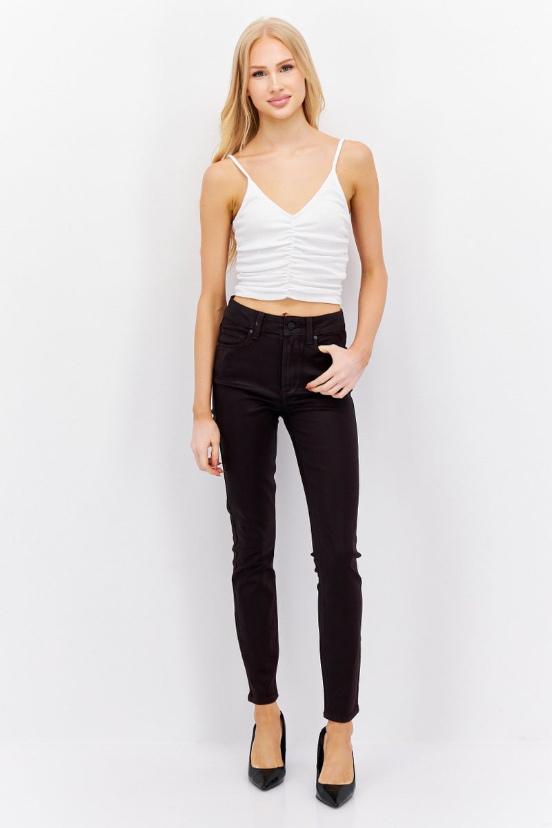PAIGE Women Slim Fit Mid Rise Ankle Leg Stretch Jeans, Dark Plum - Image 4