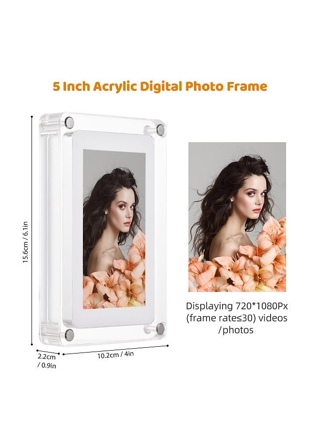 Generic 5 Inch Acrylic Digital Photo Frame Digital Picture Frame Photo/ Music/ Video Player Auto Rotation Built-in 8GB Memory Battery Gift for Friends Families  - Image 3