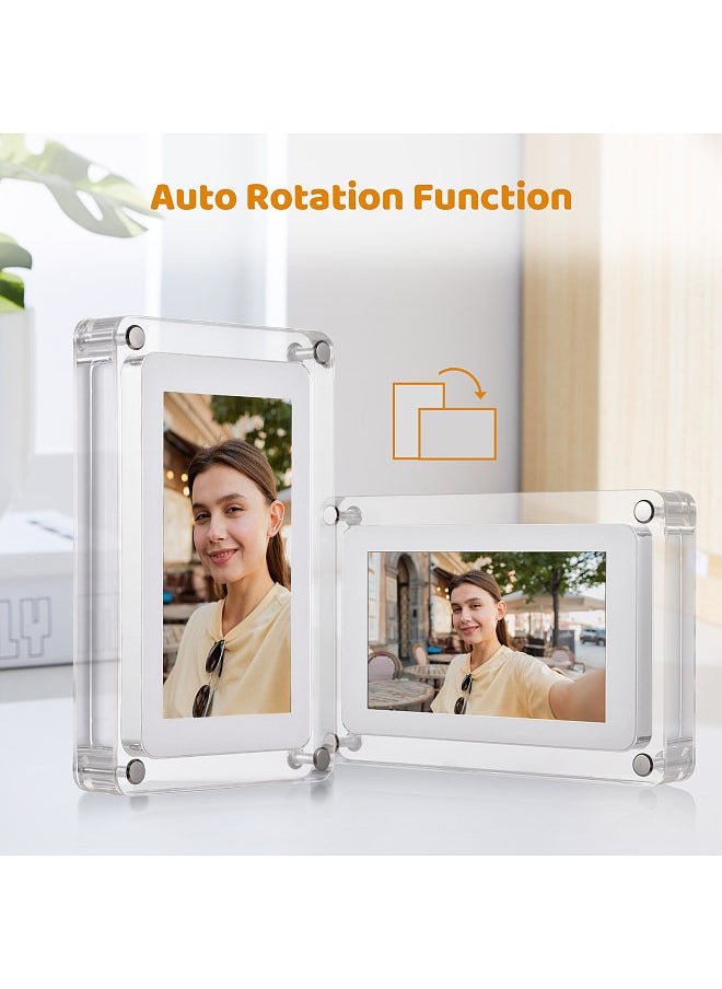 Generic 5 Inch Acrylic Digital Photo Frame Digital Picture Frame Photo/ Music/ Video Player Auto Rotation Built-in 8GB Memory Battery Gift for Friends Families  - Image 2