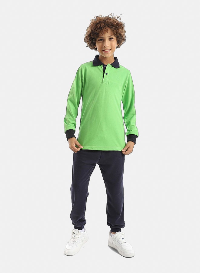Red Circle Long Sleeve Polo Set & Pants Kids Unisex - Image 1