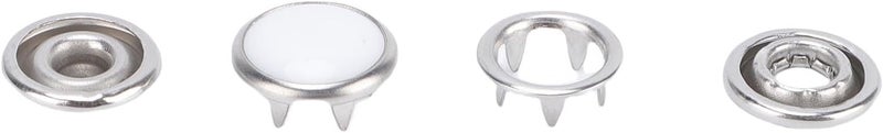 Stainless Steel Prong Snap Buttons 10mm Hollow Design Metal Snap Fasteners for Clothing Home Repair 100 Sets Pack (Silver Edged White Bead) - Image 3