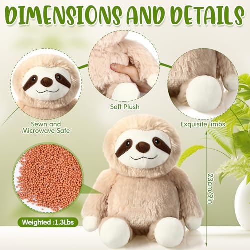 Hungdao Sloth Microwavable Weighted Stuffed Animals Heated Stuffed Animal 9 Inch Lavender Scented Sloth Plushie Soft Plush for Warmth Comfort Birthday Gift - Image 5