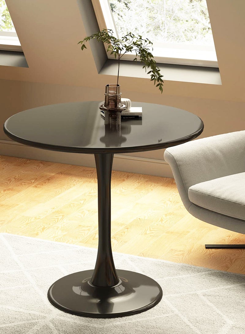 X spring Elegant black round service table-coffee side table with hourglass legs-modern service table in the living room - Image 1