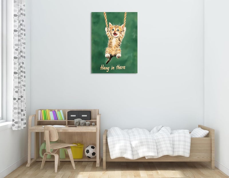 OWNANRTHM Hang in There Cat Inspirational Canvas Wall Art - Image 4