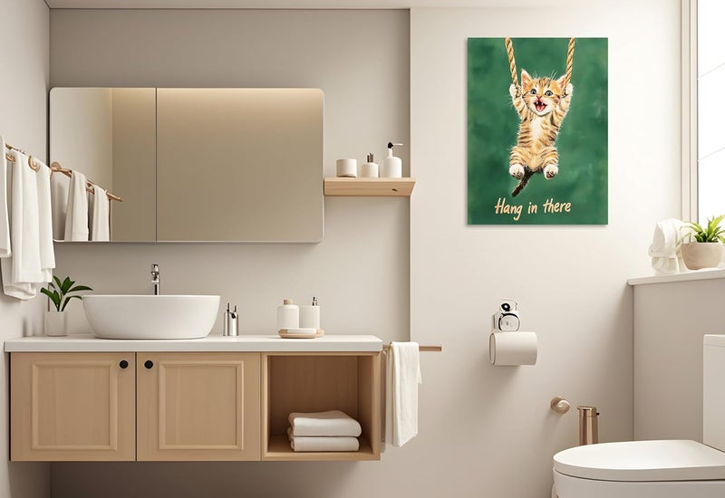 OWNANRTHM Hang in There Cat Inspirational Canvas Wall Art - Image 5