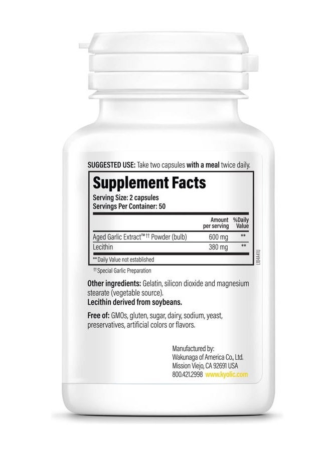 kyolic Aged Garlic Extract Formula 104 Cholesterol, 100 Capsules - Image 2