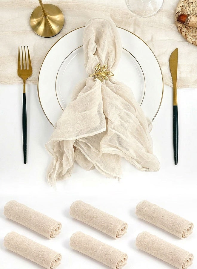 6PCS Gauze Cloth Napkins, Reusable Cheesecloth Table Napkins, Soft Crinkle Fabric for Wedding Party, Baby Shower, Banquet & Home Table Decor, 50x50cm - Image 1