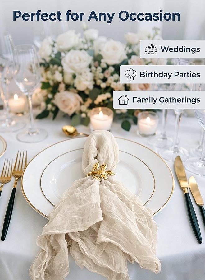 6PCS Gauze Cloth Napkins, Reusable Cheesecloth Table Napkins, Soft Crinkle Fabric for Wedding Party, Baby Shower, Banquet & Home Table Decor, 50x50cm - Image 2