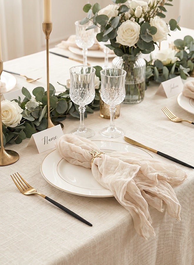 6PCS Gauze Cloth Napkins, Reusable Cheesecloth Table Napkins, Soft Crinkle Fabric for Wedding Party, Baby Shower, Banquet & Home Table Decor, 50x50cm - Image 4