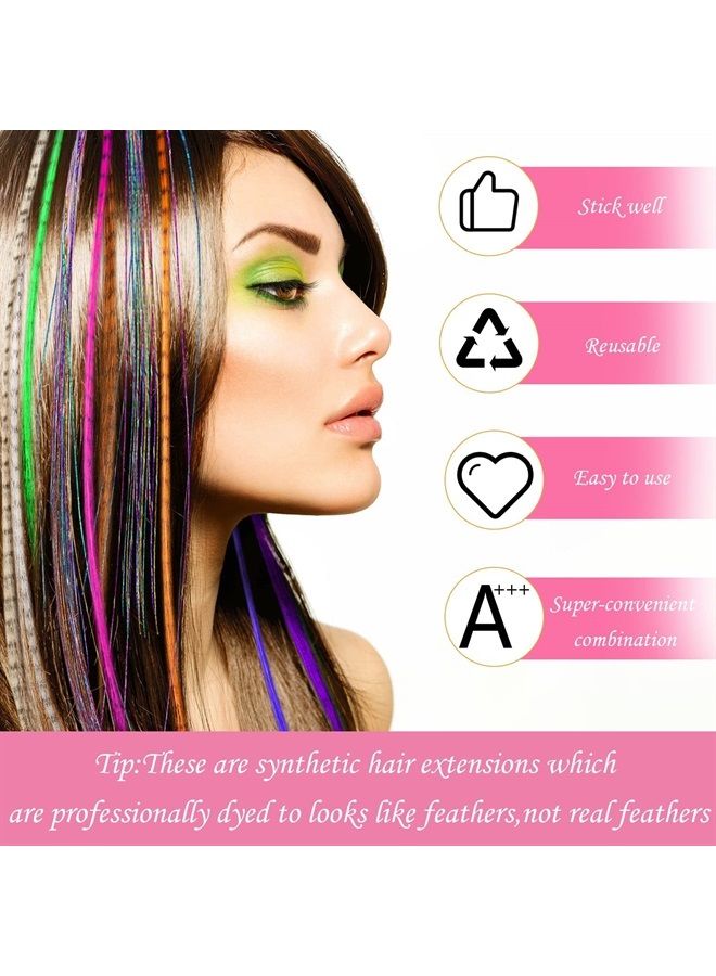 Juinte طقم خيوط شعر لامعة 1440 مع أدوات إكسسوار شعر لامع 26 قطعة 13 لون إكسسوارات شعر ريش مقاومة للحرارة شعر صناعي مع 200 حلقة ميكرو - Image 4