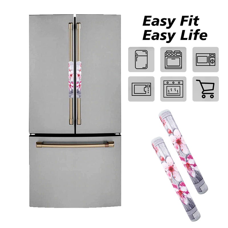 Kuber Industries Kuber Industries Fridge Handle Cover Nonwoven Fridge Door Handle Protector Fridge Door Handle Cover Flower Fridge Handle Cover 2 Piece Set Gray  - Image 5
