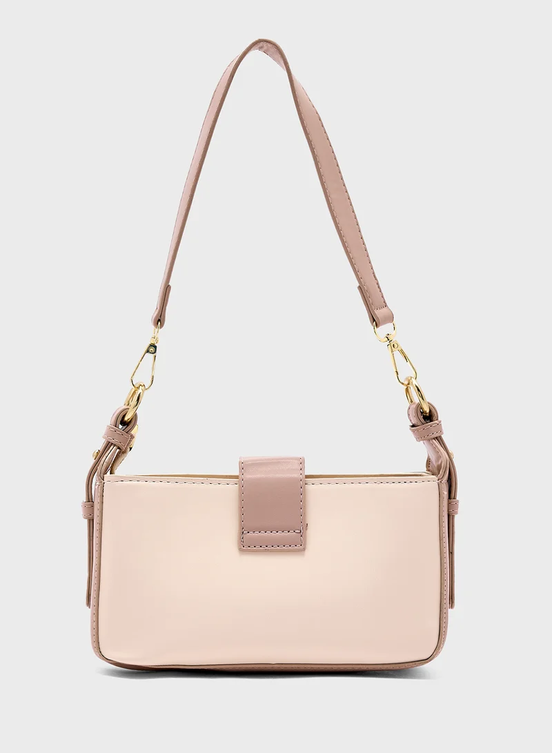 ELLA Metal Trim Detail Crossbody Bag With Long Strap