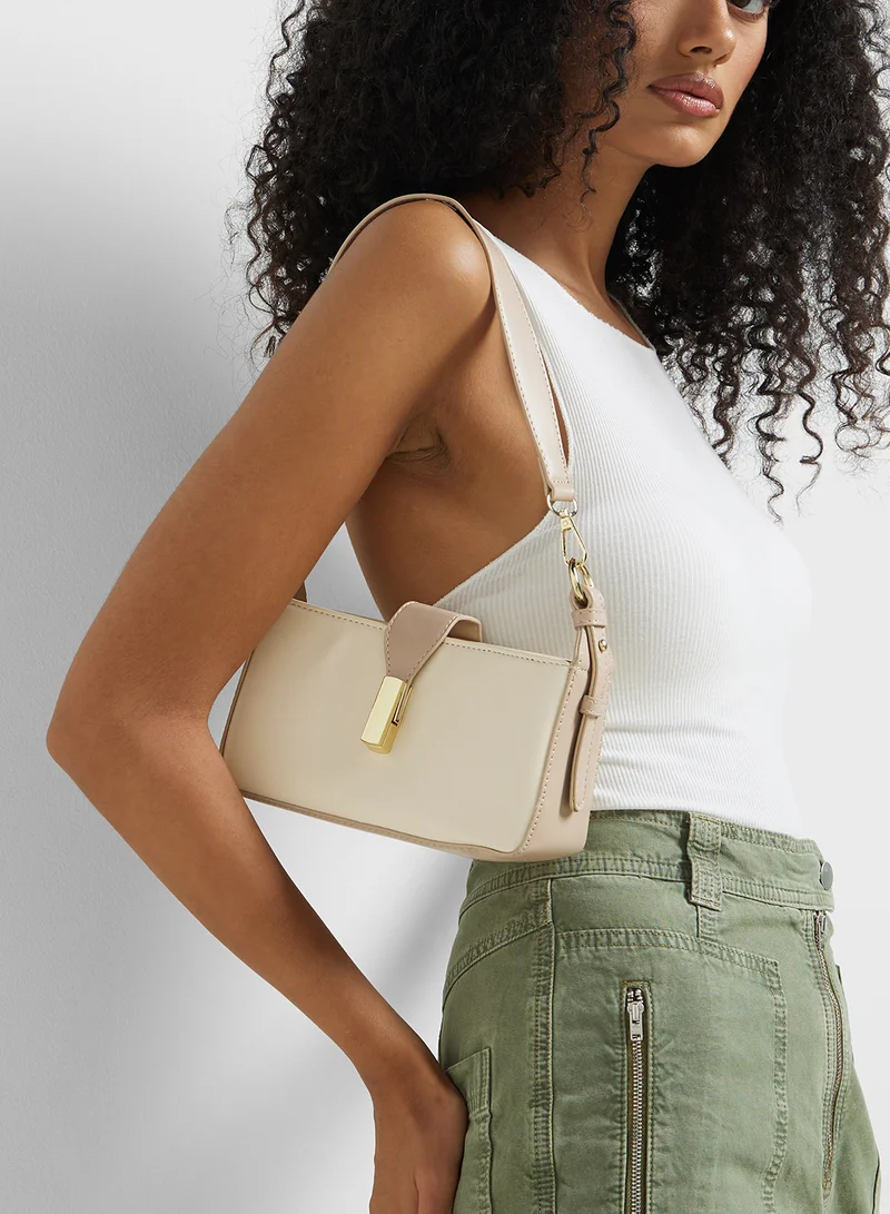 ELLA Metal Trim Detail Crossbody Bag With Long Strap
