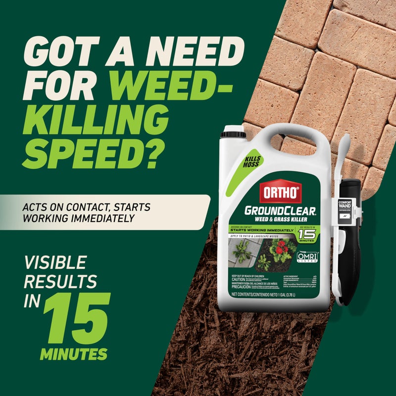Ortho GroundClear Weed & Grass Killer with Comfort Wand - Kills Dandelions, Chickweed, Crabgrass, Moss & More, OMRI Listed, Ready-to-Use Grass and Weed Killer Spray, 1 gal. - Image 3
