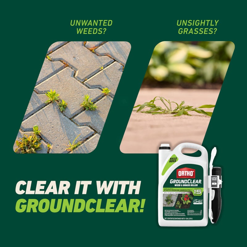 Ortho GroundClear Weed & Grass Killer with Comfort Wand - Kills Dandelions, Chickweed, Crabgrass, Moss & More, OMRI Listed, Ready-to-Use Grass and Weed Killer Spray, 1 gal. - Image 2