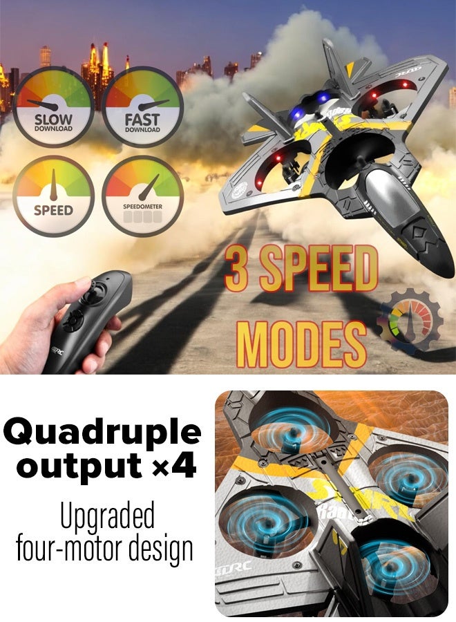 3-speed RC Remote Control Airplane Remote Control Fighter Drone Hobby Plane Glider AirplaneToys RC Drone Kids Gift (yellow)  - Image 1