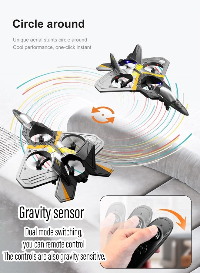 3-speed RC Remote Control Airplane Remote Control Fighter Drone Hobby Plane Glider AirplaneToys RC Drone Kids Gift (yellow)  - Image 5