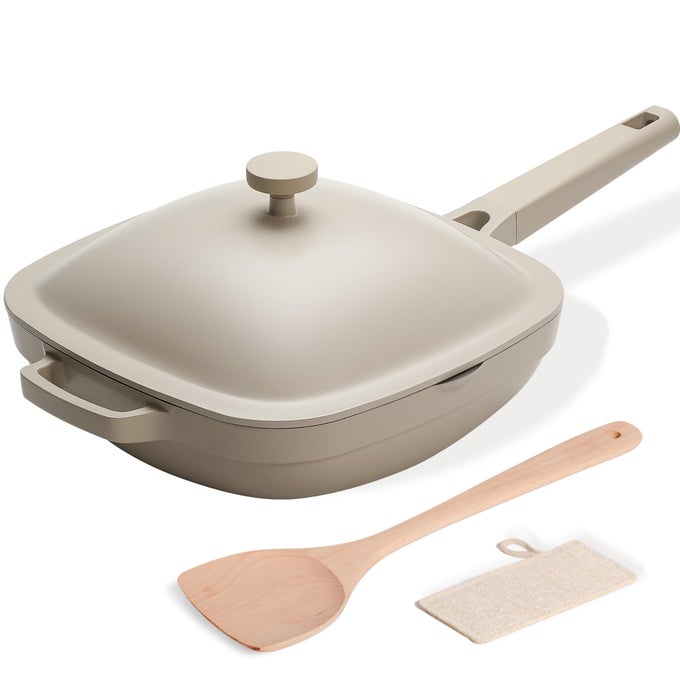 105 INCH38QT CERAMIC PAN WITH LIDNON STICK FRYING PANS CAST ALUMINUM DEEP SAUT PANSTICERAMIC NON TOXIC PIX PAN WITH WOODEN SPATULA AND SCRUBBERMORNING MIST