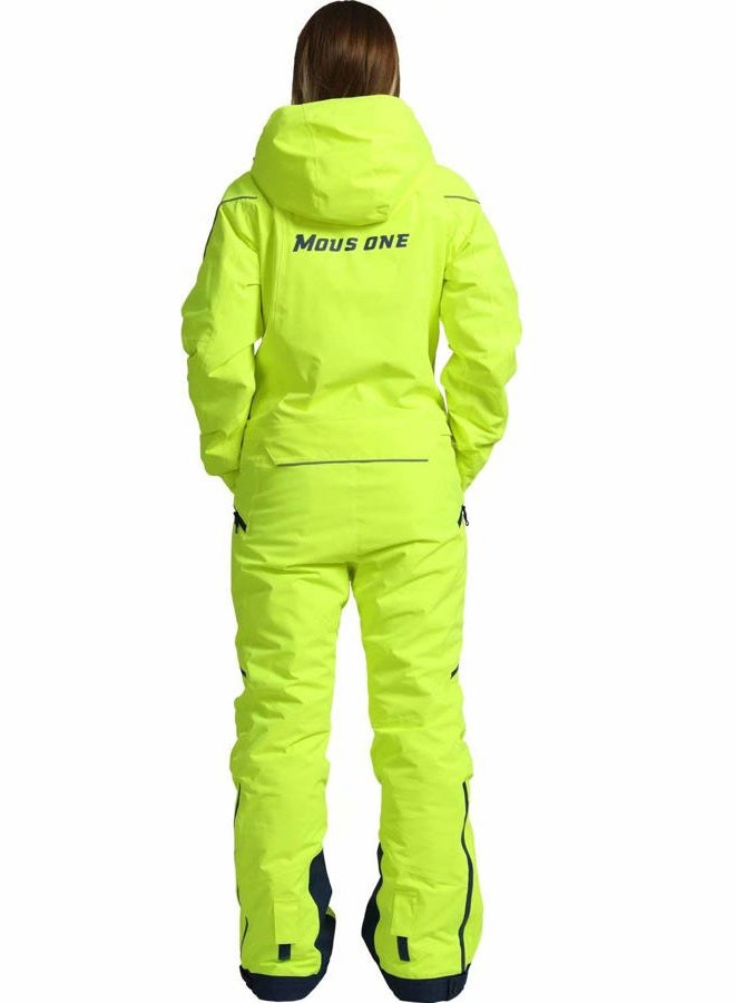 MOUS ONE Women One Pieces Ski Suits Waterproof Warm Insulated Ski Jumpsuit Removable Hood Snowsuit for Snow Sport, Yellow, XXL - Image 2