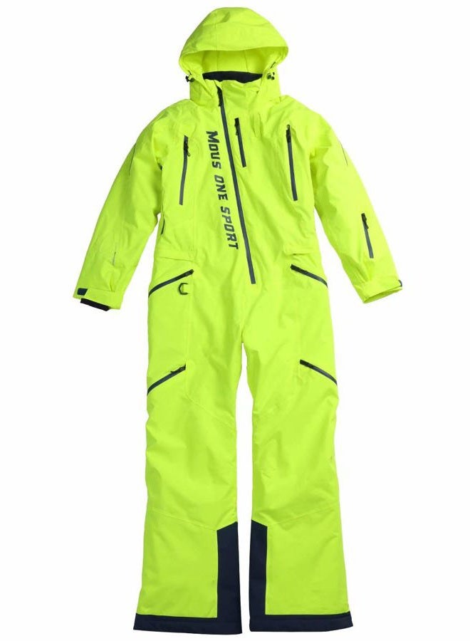 MOUS ONE Women One Pieces Ski Suits Waterproof Warm Insulated Ski Jumpsuit Removable Hood Snowsuit for Snow Sport, Yellow, XXL - Image 4