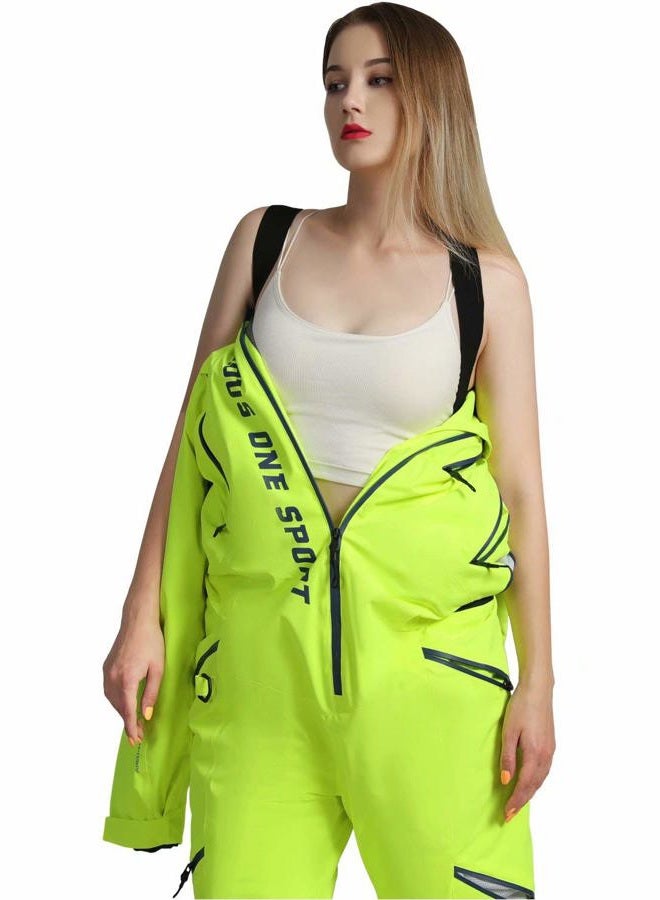 MOUS ONE Women One Pieces Ski Suits Waterproof Warm Insulated Ski Jumpsuit Removable Hood Snowsuit for Snow Sport, Yellow, XXL - Image 3
