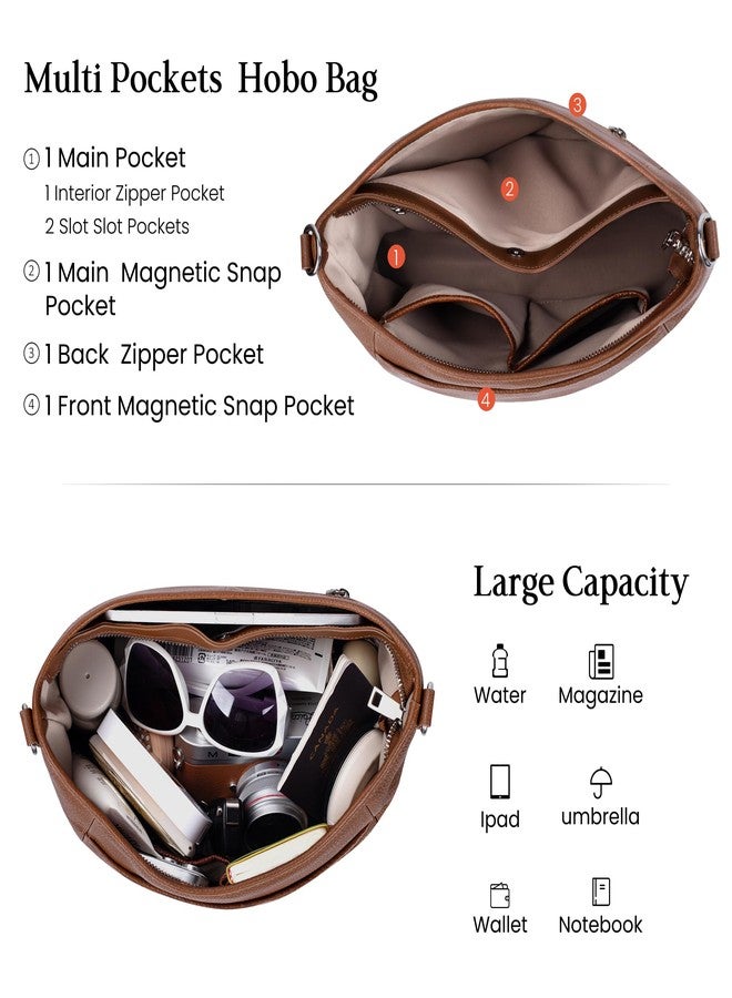 befen Genuine Leather Purses for Women, Brown leather Purse Trendy Large Crossbody Bag Soft Real Leather Hobo Bag with 2 Detachable Straps Designer Womens Shoulder Handbag for Travel & Everyday - Image 4