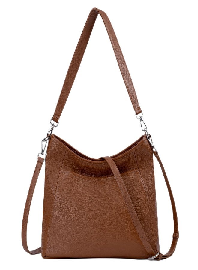 befen Genuine Leather Purses for Women, Brown leather Purse Trendy Large Crossbody Bag Soft Real Leather Hobo Bag with 2 Detachable Straps Designer Womens Shoulder Handbag for Travel & Everyday - Image 1