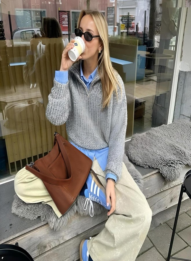 befen Genuine Leather Purses for Women, Brown leather Purse Trendy Large Crossbody Bag Soft Real Leather Hobo Bag with 2 Detachable Straps Designer Womens Shoulder Handbag for Travel & Everyday - Image 3