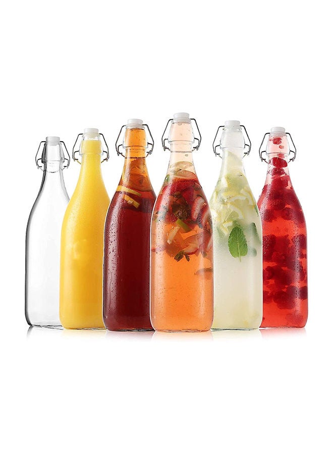 Star Cook Airtight 1L Flip Top Glass Bottle Brewing Bottles For Kombucha Kefir Beer Soda Juice Water Clear 1L 6Pcs - Image 1