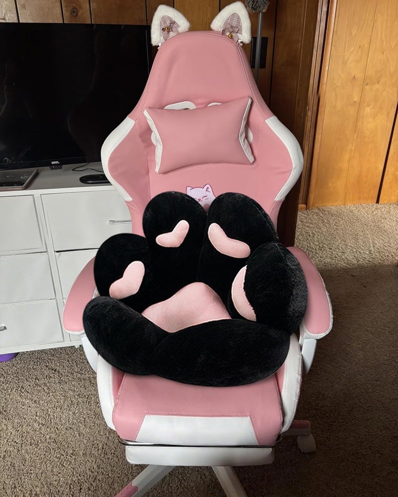 MOONBEEKI Cat Paw Cushion Chair Comfy Kawaii Shape Lazy Plush Pillow for Gamer Chair 28"x 24" Cozy Floor Cute Seat Kawaii for Girl Worker Gift, Dining Room Bedroom Decorate Black - Image 3