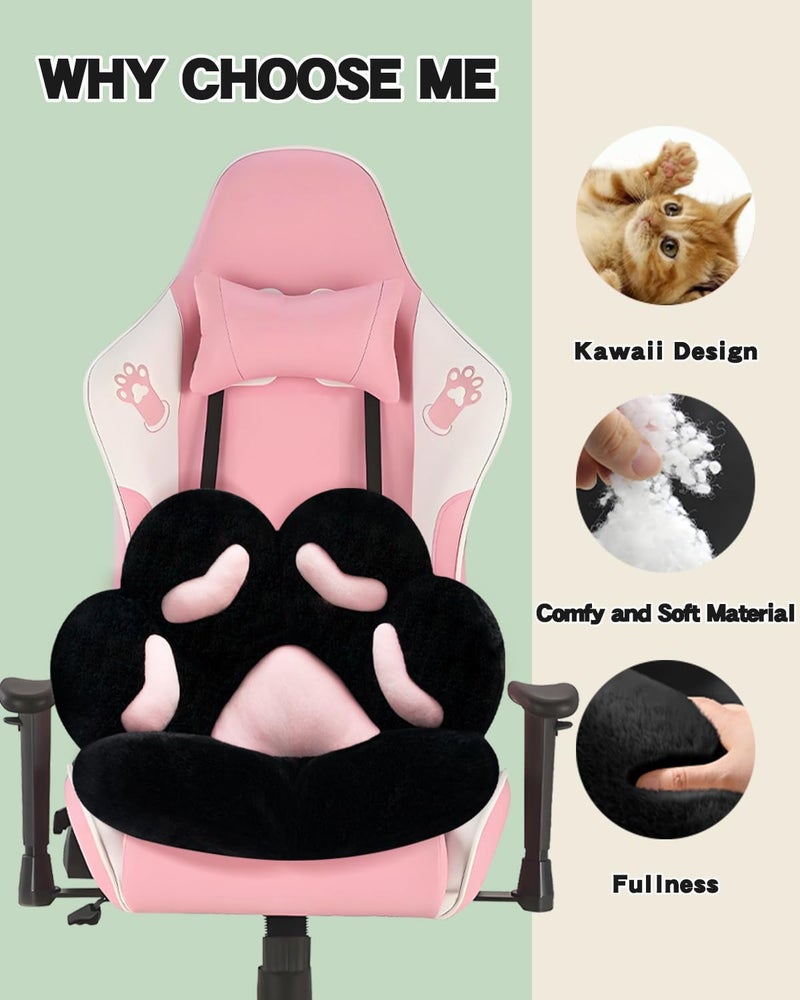 MOONBEEKI Cat Paw Cushion Chair Comfy Kawaii Shape Lazy Plush Pillow for Gamer Chair 28"x 24" Cozy Floor Cute Seat Kawaii for Girl Worker Gift, Dining Room Bedroom Decorate Black - Image 5