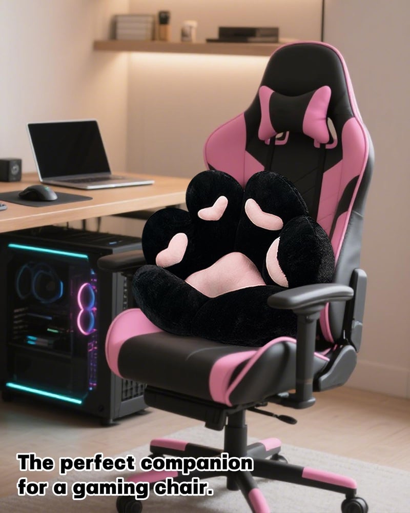 MOONBEEKI Cat Paw Cushion Chair Comfy Kawaii Shape Lazy Plush Pillow for Gamer Chair 28"x 24" Cozy Floor Cute Seat Kawaii for Girl Worker Gift, Dining Room Bedroom Decorate Black - Image 2