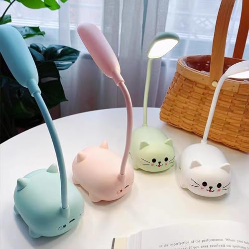 Neioaas LED Desk Lamp for Kids, Cute Cat Lamp USB Rechargeable Reading Light,Portable LED Table Light, Flexible Gooseneck Eye-Care Cartoons Small Desk Lamp Girls Gifts (Green) - Image 5