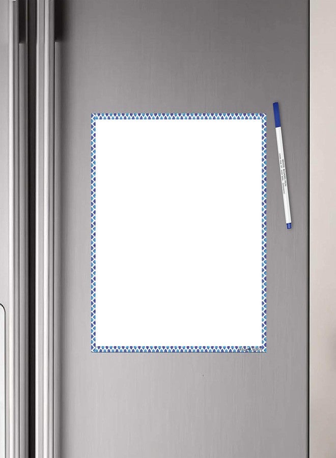 WallDesign Vinyl Blue Waves Border Writing Film Flexible Fridge Magnet (1ft x 1ft, White) - Image 1