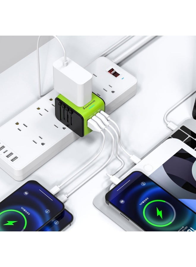 SAUNORCH محول طاقة عالمي للسفر الدولي من SAUNORCH مع شاحن حائط USB-A بسرعة 2.4A وUSB-C بسرعة 3.0A، محول أوروبي، مقابس AC عالمية... - Image 4
