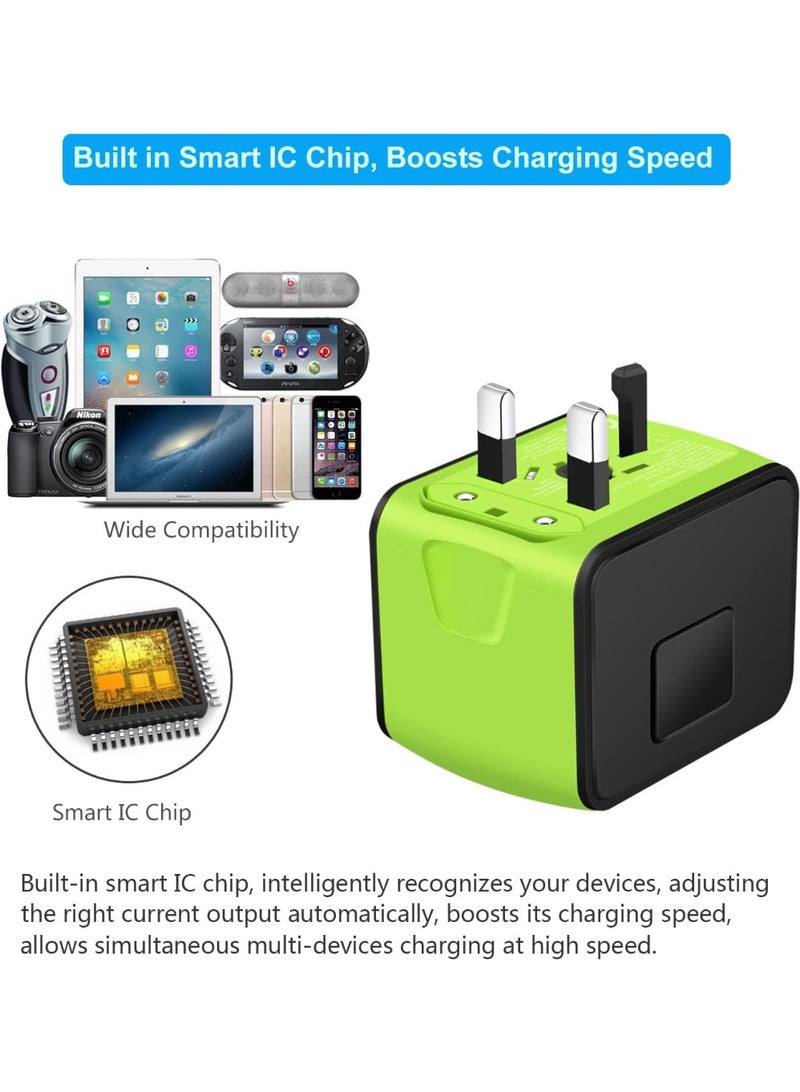 SAUNORCH محول طاقة عالمي للسفر الدولي من SAUNORCH مع شاحن حائط USB-A بسرعة 2.4A وUSB-C بسرعة 3.0A، محول أوروبي، مقابس AC عالمية... - Image 2