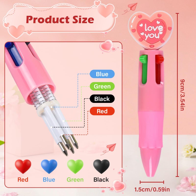LiYiQ 25 Valentine's Day Animal Colorful Multicolor Pen in One Cartoon Cute Fun Cute Pens Bulk Kawaii Heart Capybara Frog Panda Shape Lovely Ballpoint Pens for Fun Gifts - Image 2