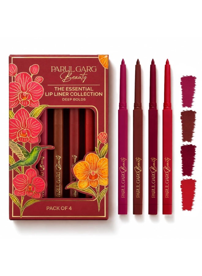 Parul Garg Beauty Deep Bolds Lip Liner - Pack of 4 | Soft Matte, Highly Pigmented, Long Lasting, Smooth Glide Lip Pencil for Indian Skin Tones - Image 1
