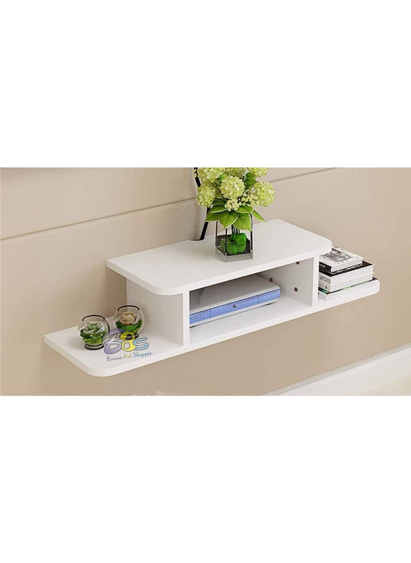 Device Bas with BROWN ART SHOPPEE Brown Art Shoppee Set Top Box Stand Wall Shelf WiFi Modem Rack for Living Room with Beautiful Design Like Moon White 